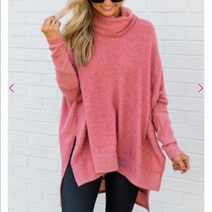 Pink lily cowl neck sweater